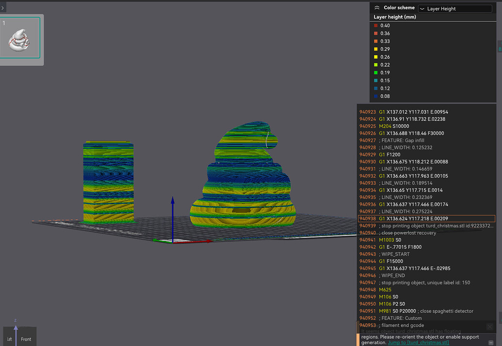 Setting other items on the plate to the same adaptive layer height ...